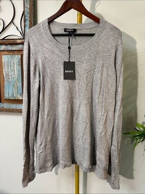 DKNY Light Gray Crewneck Sweater NWT L